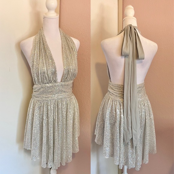 Lucy In The Sky Silver Sequin Halter Dress - Picture 17 of 17